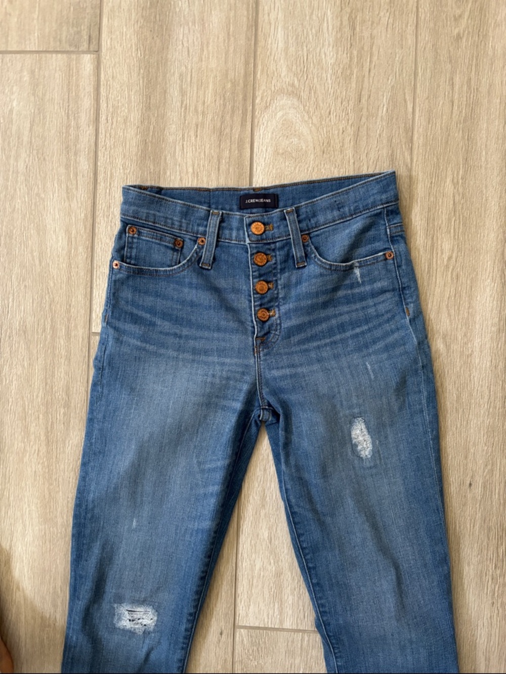 J. Crew Blue Denim Jeans With Pockets & Raw Hem Size 26 - Picture 3 of 12